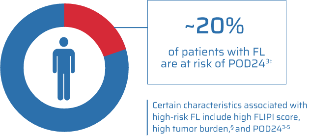 About 20% of patients with FL are at risk of progression of disease within 24 months.